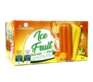 HELADO ICE FRUIT NARANJA/LIMON SOMOSIERRA PACK 10X75 ML.