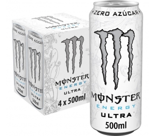 BEBIDA ENERGETICA ULTRA WHITE MONSTER PACK 4X500 ML.