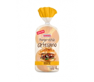 PAN BURGER BRIOCHE ARTESANO BIMBO 240 GR.4 UN.