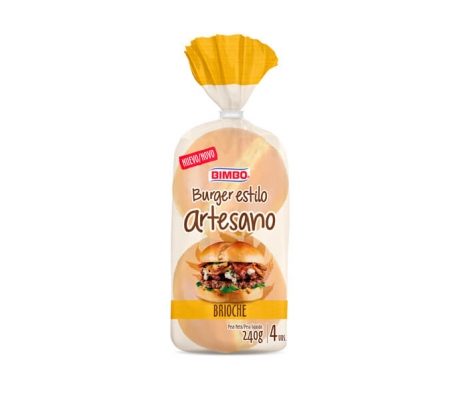 PAN BURGER BRIOCHE ARTESANO BIMBO 240 GR.4 UN.