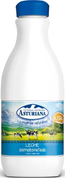 Leche semidesnatada asturiana botella 1,5l