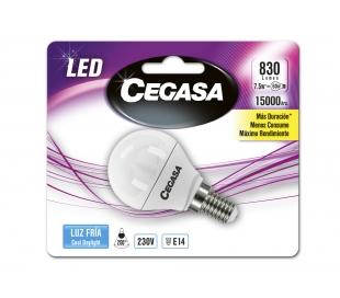 BOMBILLO LED ESFERICA 8W.E14 FRIA CEGASA 1U