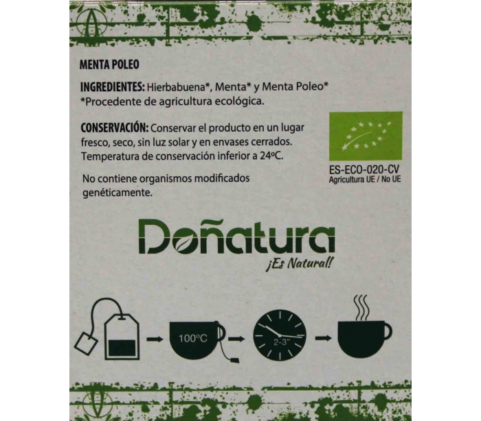 INFUSIONES MENTA POLEO BIO DOÑATURA 20 SOBRES