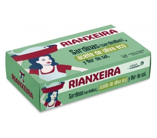 SARDINILLAS ACEITE OLIVA VIRGEN EXTRA ECOLOGICO RIANXEIRA 57 GRS.